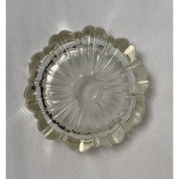 Vintage Clear Glass Ashtray Fluted Design 4.25" Round 5 Notch Mid Century Modern - Picture 5 of 14